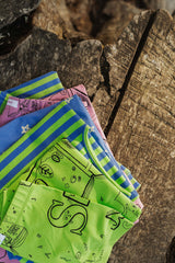 Leaf + So Blue Stripe Ribbed Singlet