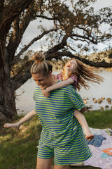 Leaf + So Blue Stripe Women's PJ Set