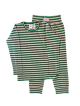 Bubblegum + Kelly Green Stripe Long PJ Set