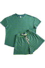 Leaf + So Blue Stripe Women's PJ Set