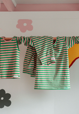 Bubblegum + Kelly Green Stripe Long PJ Set
