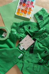 Kelly Green Art Club Long PJ Set