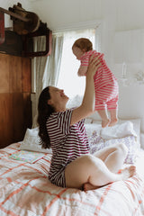 Boysenberry + Sky Women's Stripe Short PJ Set