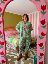 Bubblegum + Kelly Green Stripe Women's PJ Set