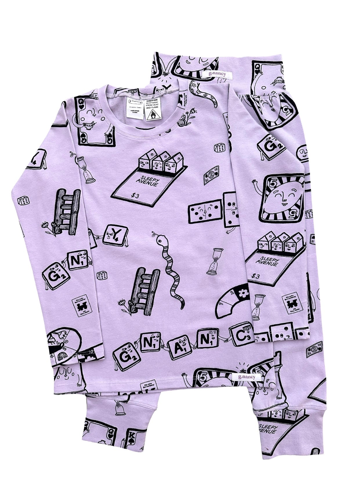 Lilac Game Night Long PJ Set