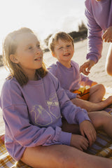 Lilac 'Lounging Lemons' Embroidered Kids Sweatshirt