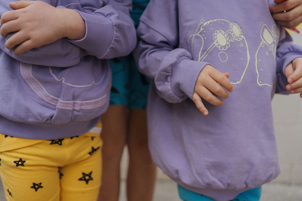 Lilac 'Lounging Lemons' Embroidered Kids Sweatshirt