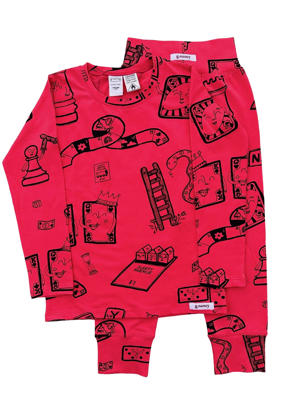 Hibiscus Red Game Night Long PJ Set