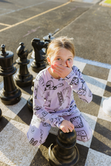 Lilac Game Night Long PJ Set