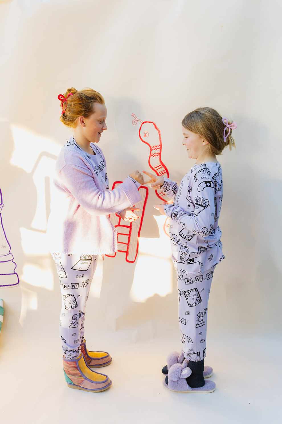 Lilac Game Night Long PJ Set
