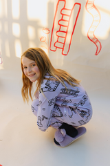 Lilac Game Night Long PJ Set