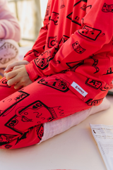 Hibiscus Red Game Night Long PJ Set