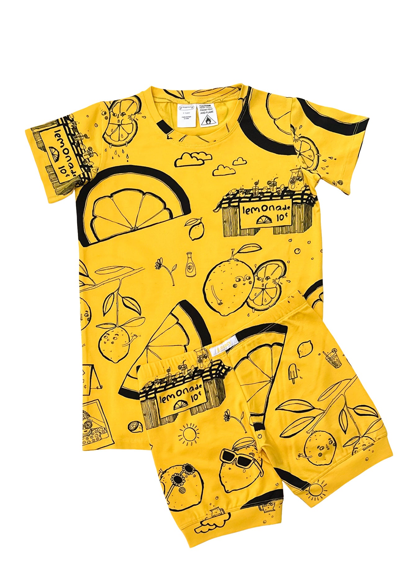 Yellow Lemon Shortie PJ Set