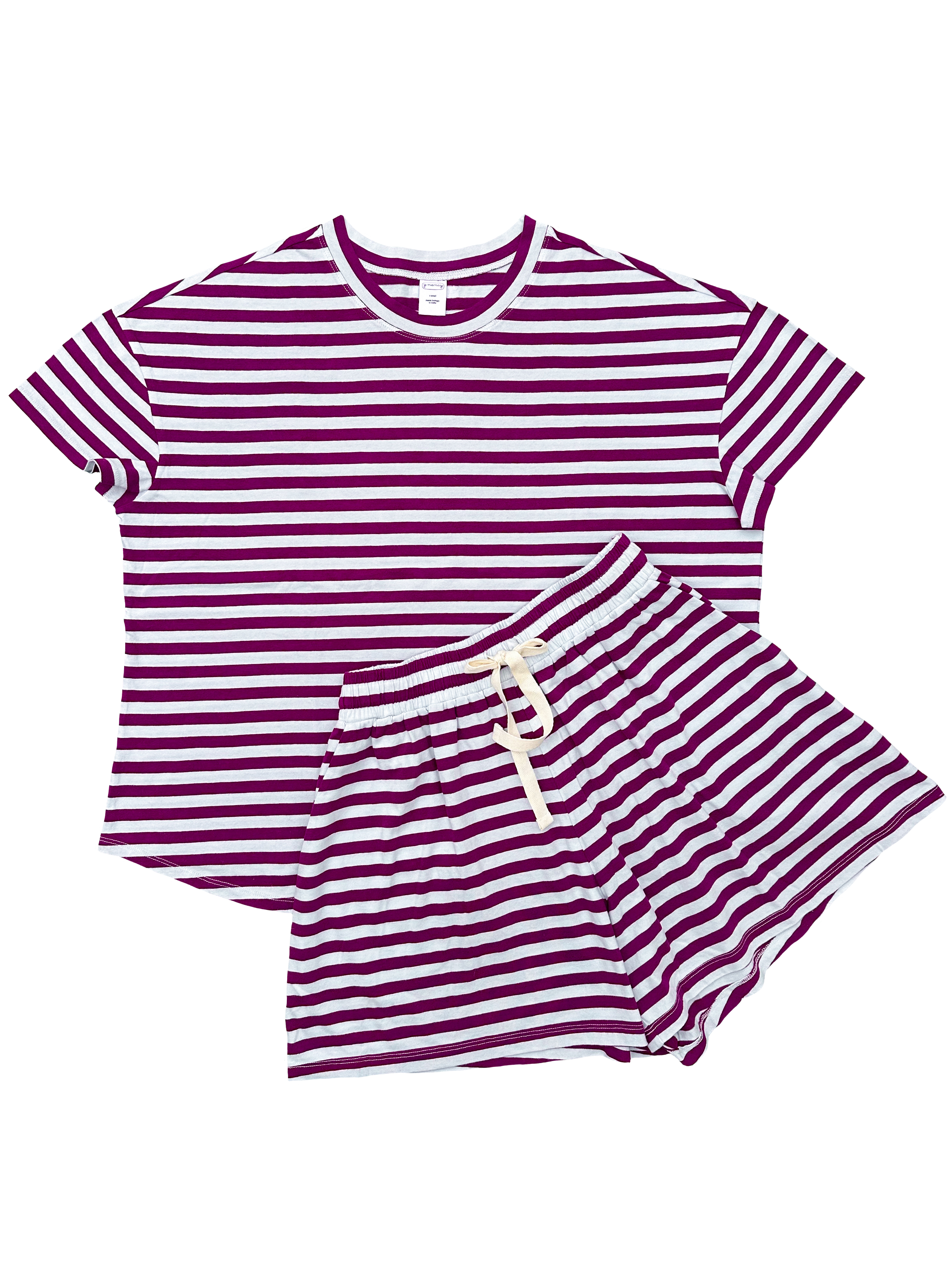 Boysenberry + Sky Women's Stripe Short PJ Set