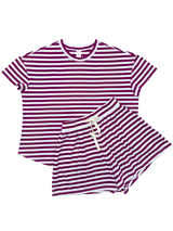 Boysenberry + Sky Women's Stripe Short PJ Set