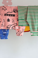 Bubblegum + Kelly Green Stripe Long PJ Set