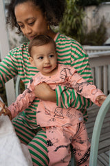 Bubblegum + Kelly Green Stripe Women's PJ Set