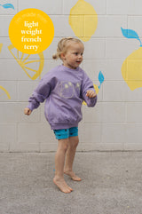 Lilac 'Lounging Lemons' Embroidered Kids Sweatshirt