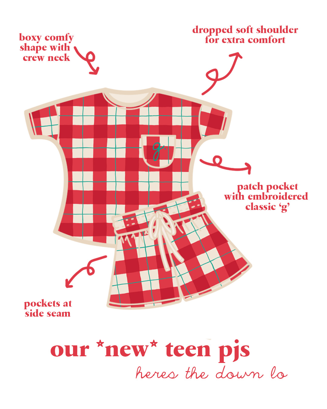 Hand Painted Tartan Teen Shortie PJ Set