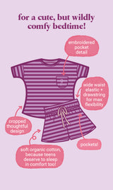 Violet Tulle Stripe Teen Shortie PJ Set