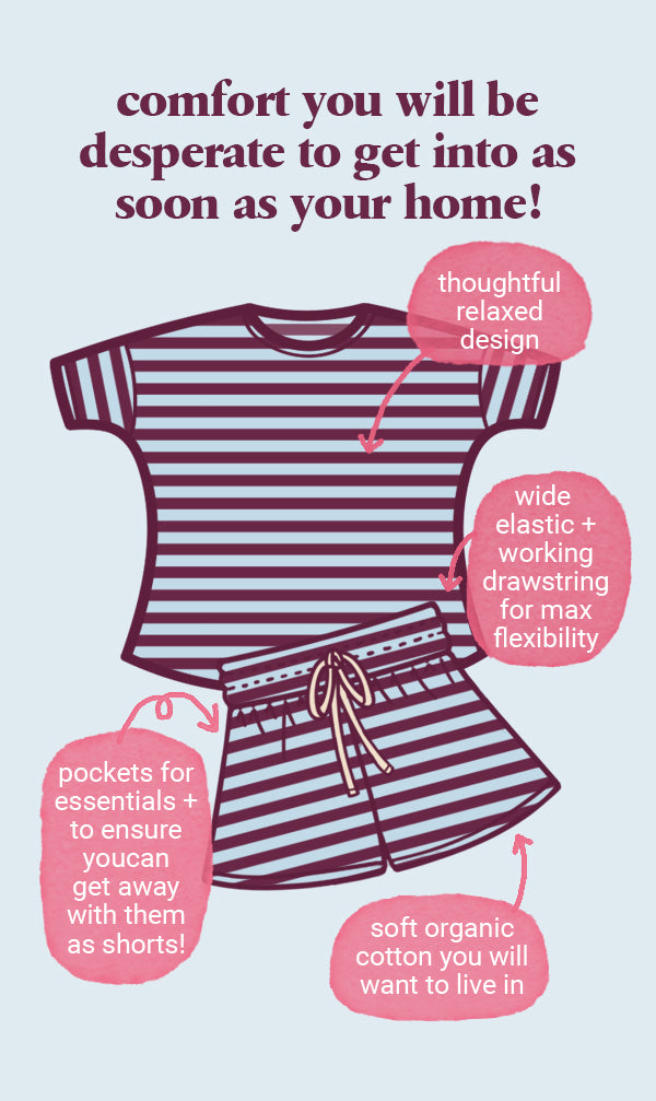 Boysenberry + Sky Women's Stripe Short PJ Set